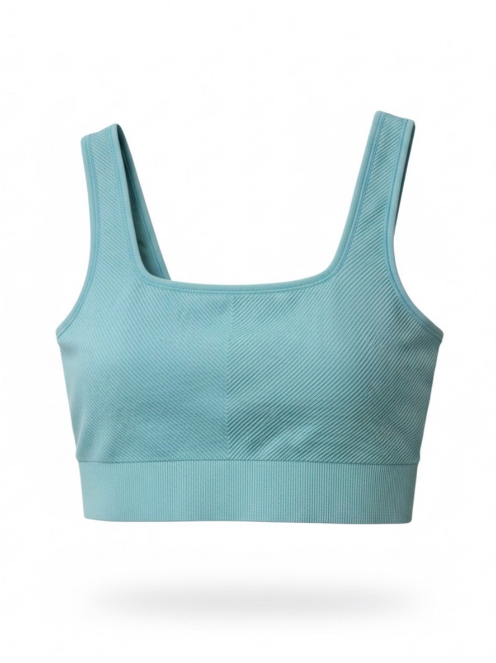 Seamless Square-Neck Sports Bralette - Light Teal